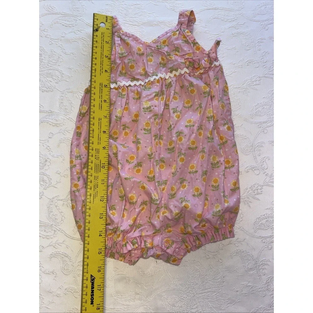 Vintage Y2K Gymboree Romper Embroidered Flowers Bubble Outfit‎ Halter 6-12  2006